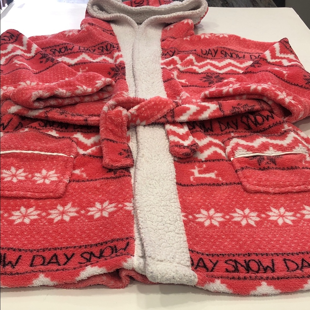 “Snow Day” House Robe – Size Large (10/12) – Coral & Fair Isle Design